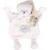Plyšový medvedík na maznanie Doudou 25 Years Doudou Cape White Doudou et Compagnie v darčekovom balení biely 25 cm od 0 mes