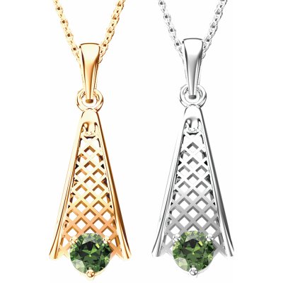 A-B Comet pendant with moldavite in white and yellow gold jw AUV1116