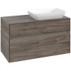 VILLEROY & BOCH Collaro závesná skrinka pod umývadlo na dosku (umývadlo vpravo), 2 zásuvky, s LED osvetlením, 1000 x 500 x 548 mm, Stone Oak, C111B0RK