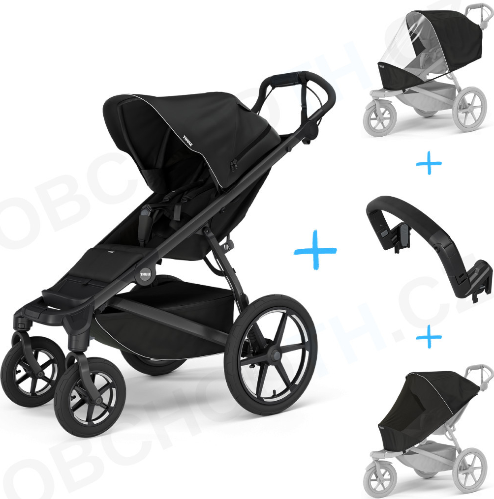 Thule Set 4v1 Urban Glide 4-wheel Black 2024 + pláštenka + ochranná sieť + madlo