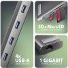 AXAGON HMC-10HLS, USB 5Gbps hub, 4x USB-A, HDMI 4k/60Hz, RJ-45 GLAN, SD/mSD, PD 100W, kábel USB-C 25cm (HMC-10HLS)
