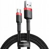 Baseus CATKLF-C91 Cafule, odolný nylonový USB / USB-C QC3.0 2A, 2m, černo-červený