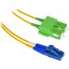 XtendLan FO patch LC-SC/APC 1m 9/125, duplex,LS0H, ultraflexibilní G.657.A1, průměr 2mm, krátký vývod FOP-LCSCA-D-1-9-A1