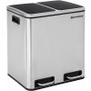 SONGMICS Odpadkový kôš LTB30H na triedený odpad, 2 x 15 L, strieborno / čierny