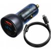 Baseus autonabíjačka USB / USB-C + USB-C / USB-C kábel 65W 5A QC4.0 PD3.0, šedá (TZCCKX-0G)