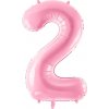 PartyDeco Fóliový balón narodeninové číslo 2 ružový 86cm