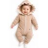 Baby Nellys Teplákový overal s kapucňou a volánikom, New Bunny - cappuccino, veľ. 74