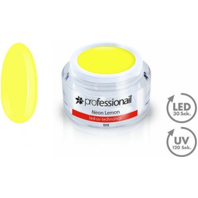 Professionail Farebný LED UV gél Neon Lemon 5 ml