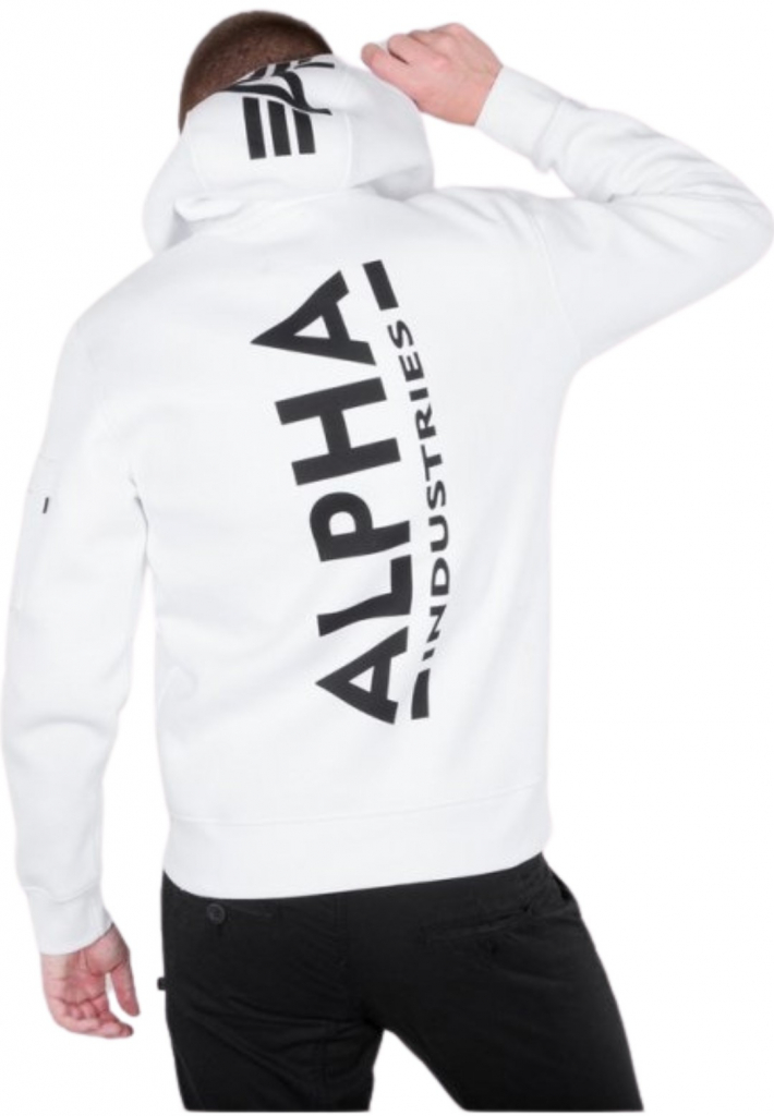 Alpha Industries Back Print Hoody pánska mikina white