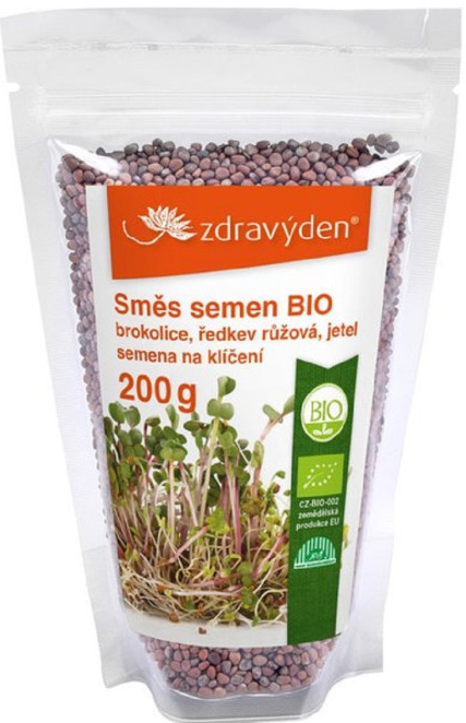 BIO Brokolica, reďkev, ďatelina - zmes - bio semená na klíčenie - 200 g