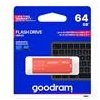 Goodram USB flash disk, USB 3.0, 64GB, UME3, oranžový, UME3-0640O0R11, USB A, s krytkou