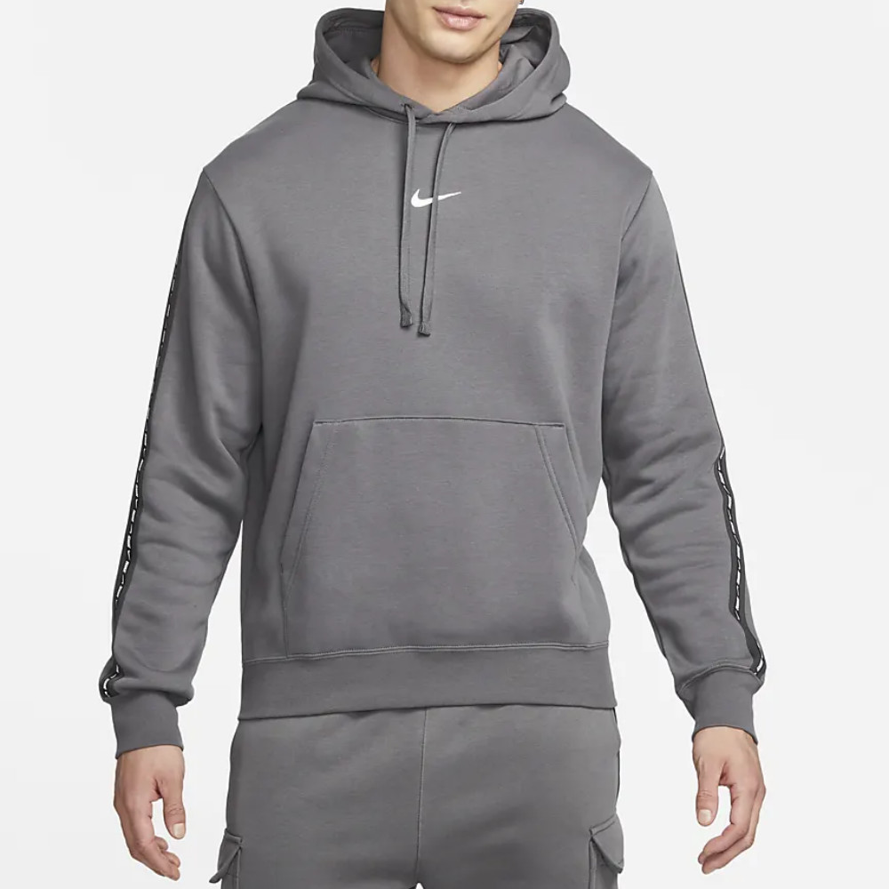 Nike M NSW Repeat Fleece PO Hoodie BB Iron Grey/White Sivá