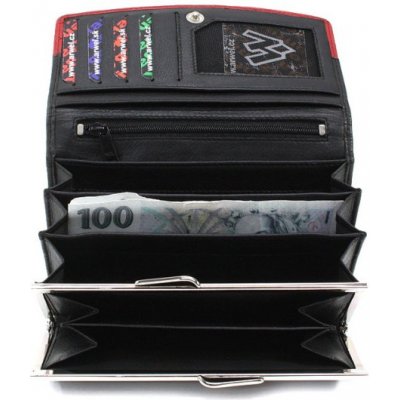 Dámska kožená listová peňaženka Arwel 6236­ čierna červená