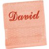 Bellatex froté osuška s výšivkou mena, lososová, 70x140 cm