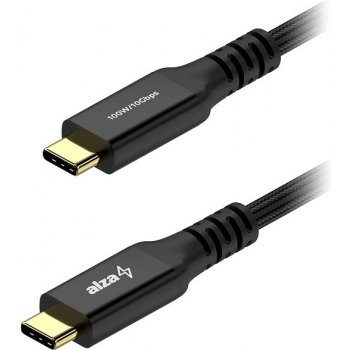 AlzaPower APW-CBTC3220AB AluCore USB-C/USB-C 3.2 Gen 2, 5 A, 100 W, 2m, černý