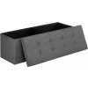 Úložná taburetka LSF77K s poťahom s efektom ľanu 110x38x38 cm – tmavosivá