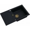 Sink Quality Natalie, kuchynský granitový drez 770x450x170 mm + zlatý sifón, čierna škvrnitá-BROCADE, SKQ-NAT.B.1KDO.XG