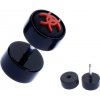 Šperky eshop - Okrúhly fake piercing do ucha z akrylu - symbol biohazardu PC35.10