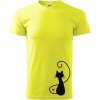 Zamilovaná mačka spredu - Klasické pánske tričko vyššej gramáže - 2XL ( Neonová žltá )