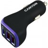 Canyon C-08, univerzálna autonabíjačka, 2x USB-A, 1xUSB-C 18W PD, Smart IC, LED, fialovo - čierna CNE-CCA08PU