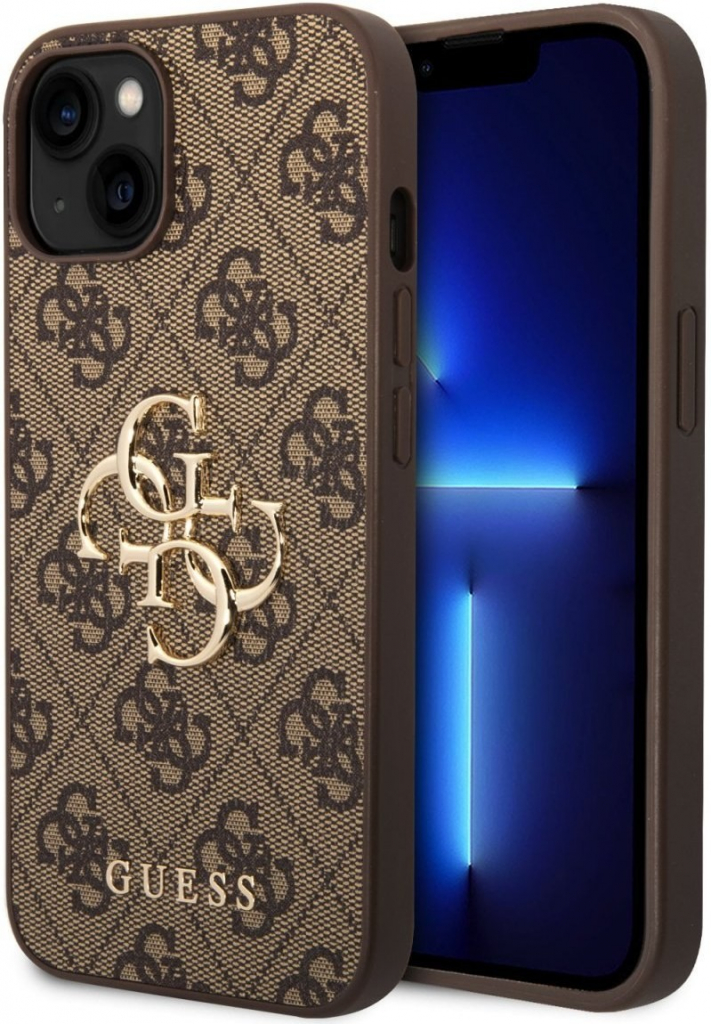 Guess PU 4G Metal Logo iPhone 15, hnedé