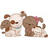 DIMEX | Vliesové fototapety na stenu Rodinka psov MS-5-1424 | 375 x 250 cm | modrá, hnedá, ružová + Vliesová fototapeta na stenu DIMEX Rodinka psov MS51424 v rozmere 375 x 250 cm