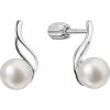 MSPERK Strieborné náušnice s bielou riečnou perlou Ag 925/1000 2g/0,7g