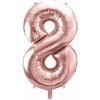 PartyDeco Fóliový balón číslo 8 ružové zlato 86 cm