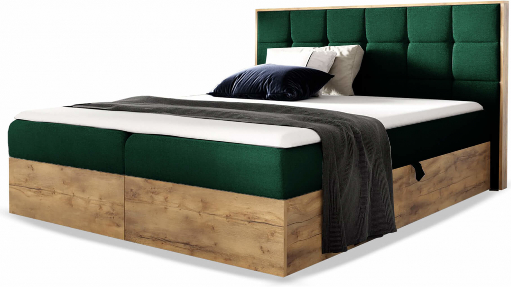 Wilsondo boxspring Wood 1 s úložným priestorom zelená Kronos