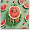 Vymalujsisam.sk Maľovanie podľa čísiel - Roztomilý melón s tvárou Veľkosť: 50x50cm, Rám: Okrúhla kartónová doska