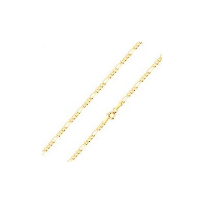 Šperky eshop Retiazka v žltom zlate vzor Figaro, tri oválne a jedno podlhovasté očko GG187.36