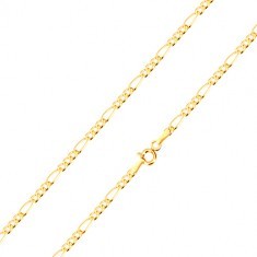 Šperky eshop Retiazka v žltom zlate vzor Figaro, tri oválne a jedno podlhovasté očko GG187.36