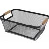 Storage Solutions Kovový koš s dřevěnými rukojeťmi, 35,5 x 23 x 16 cm