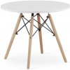 WELLHOX Moderný škandinávsky konferenčný stolík, biela okrúhla doska, 60 cm