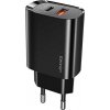 Usams nabíjačka USAMS Load. sieť. 1xUSB-C + 1xUSB T35 20W (len hlava) PD3.0 + QC3.0 Rýchle nabíjanie čierna / čierna CC121TC02 (US-CC121)
