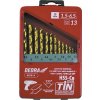 DEDRA-EXIM 13-diel. súprava vrtákov do kovu HSS + kobalt + TiN, 135° WITS13