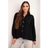 Kesi dámska elegantná košeľa z viskózy s ozdobnými gombíkmi Čierna