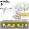 Viktória led svetelná záclona vonkajšia flash - 350led - 21m teplá biela / flash prebliknutie studená biela - biely kábel