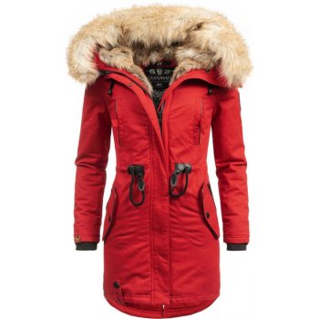 Navahoo Bombii dámska zimná bunda s kožušinou červená