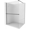 MEXEN/S - Kioto+ Sprchová zástena WALK-IN s poličkou a držiakom uterákov 100 x 200, prúžky 8 mm, čierna 800-100-121-70-09
