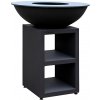 Dizajnový záhradný gril s oceľovou platňou a úložným priestorom PIATTO Large Dark Grey