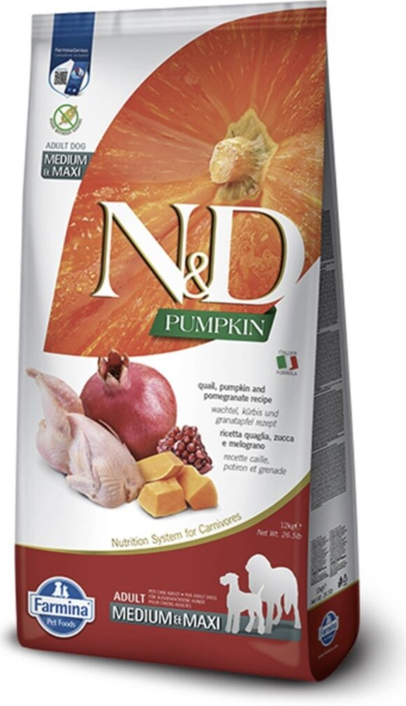 N&D dog Pumpkin GF Adult prepelica a granátové jablko 12 kg