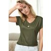 77002 Dewberry V-Neck Basic Women T-Shirt-GREEN kaki M dewberry 2465430635129