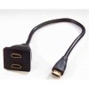 Video rozdvojka, HDMI samec - 2x HDMI samice, čierna, pozlatené konektory