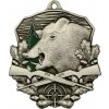 MD1670/AS - Medaila poľovníctvo diviak (90x70 mm, hr.3mm) striebro - 9x7x0,3 cm,Výška (cm)
