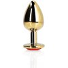 OUCH! Heart Gem Butt Plug - Large - Gold/Ruby Red