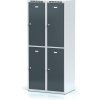 Alfa 3 Šatníková skrinka s úložnými boxami, 4 boxy, 1800 x 800 x 500 mm, cylindrický zámok, tmavosivé dvere