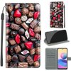 Peňaženkové kožené puzdro DRAWING na Xiaomi Redmi Note 10 5G - Red Lip Chocolate