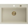 Mexen Elix granitový drez 1-komorový 700 x 500 mm, béžový, sifón zlatý - 6526701005-69-G