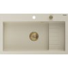 MEXEN/S MEXEN/S - Omar granitový drez 800 x 480 mm, béžová, zlatý sifón 6520801005-69-G